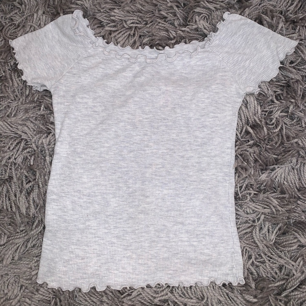 Light grey, ruffled Brandy Melville top